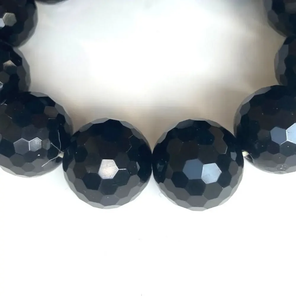 Chunky Edgy Grunge Lite Dark Academia Multifaceted Black Onyx Gemstone Bracelet